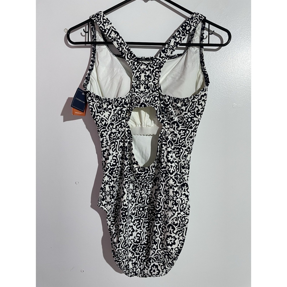Lands End One Piece Swimsuit 12 Floral Beach Resort Cruise Slimming Pool Tanning - Picture 2 of 11